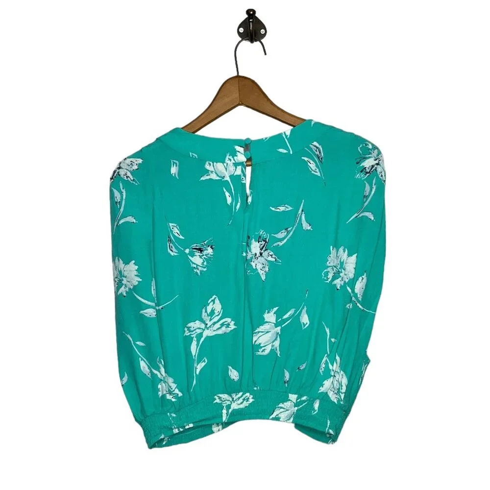 Free People L Teal Floral‎ Crinkle Nile River Smocked Crop Top ASO Taylor Swift